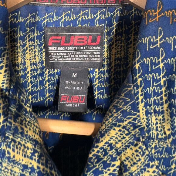 FUBU Button Down Shirt Short Sleeves All Over Print Casual Collar - M - Picture 4 of 5